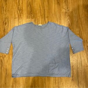 J Jill Light Blue Linen/cotton Blend short sleeve Top XL with pocket